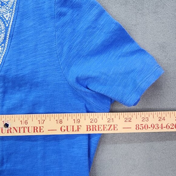 Vintage C Wonder Midi T Shirt Dress Women's Medium Blue V Neck Embroidered - Picture 9 of 11